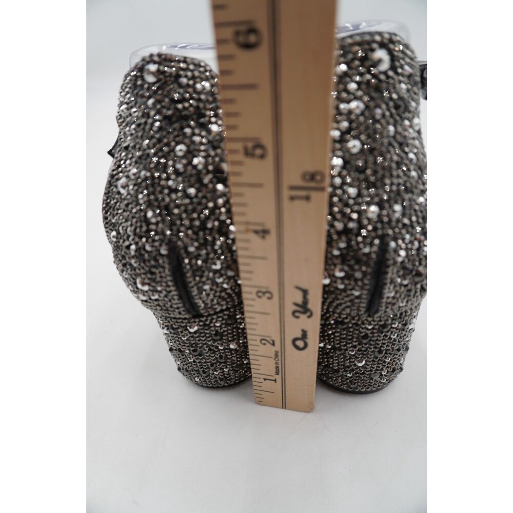 Betsey Johnson Black Rhinestones  Mari Block Heel Angle Strap Dress Sandal Sz 8M - Picture 7 of 8